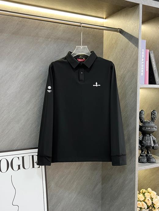 点此购买 比音勒芬秋冬季男士时尚休闲弹力加绒保暖翻领POLO衫 ss 338075 商品图3