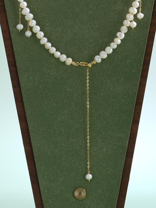 子佩集【珠玑流韵】银S925珍珠项链【SGN1500003】5mm珠镀金流苏2512 商品图6