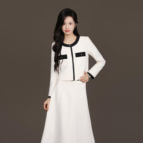 法小曼*子珍专区栀子白优雅小香风半身裙套装女商务高端演讲主持人西装套裙