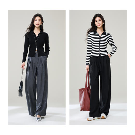 【显瘦-坑条针织衫】逸阳春款修身显瘦弹力POLO领羊毛打底衫上衣3381 商品图5