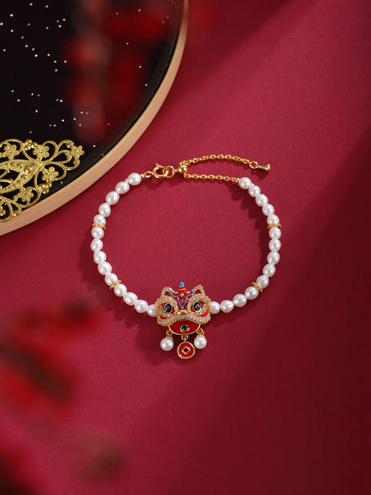 子佩集【醒狮纳福】珍珠手链【XXSL018】4mm珠醒狮镀金2512 商品图1