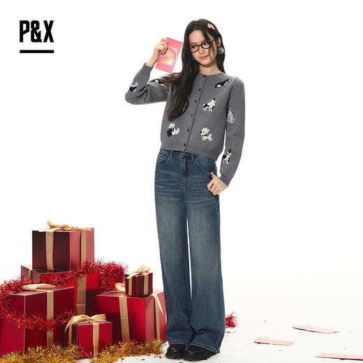 P&X设计师女装2026春季阔腿复古时尚牛仔长裤 826110088 蓝色 商品图2