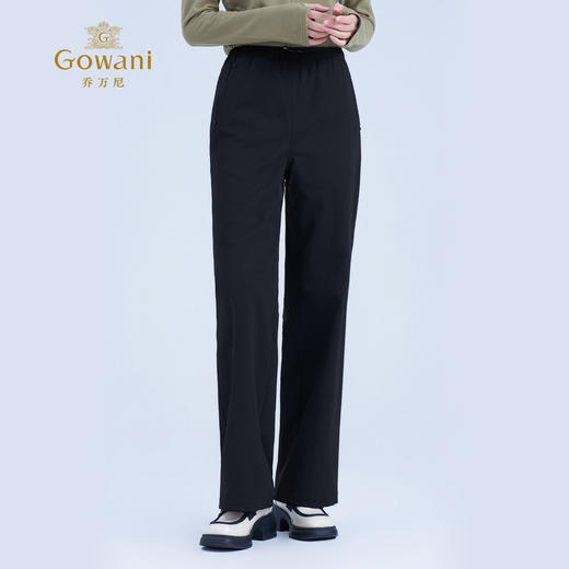 乔万尼2025冬加厚绒里休闲显瘦抽绳经典黑色直筒裤EZ4F158 商品图0