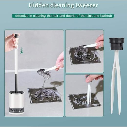 TOOHFA 硅胶马桶刷 手柄带隐藏式夹子 清洁卫生间浴室套装 商品图3