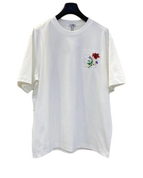 中性款花卉刺绣棉质短袖T恤ba014