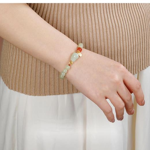 吉祥福禄·灵气貔貅晴水和田玉蜜蜡朱砂福运手串 商品图5