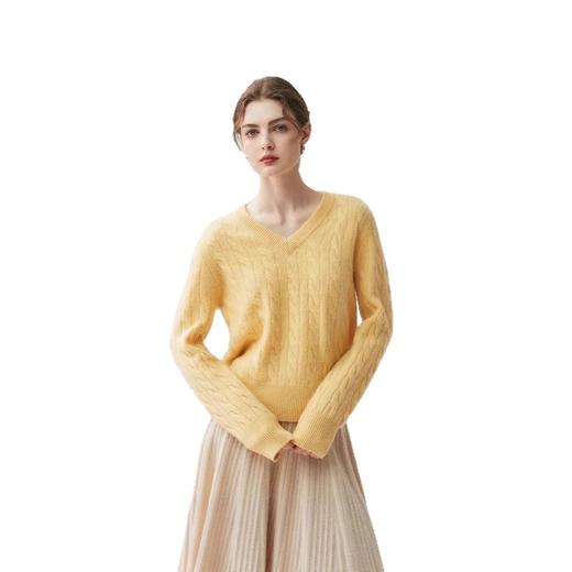 「高货qj」全新升级【铂金会员487/天猫659/差价172】(03544)洛诗琳复古麻花V领羊绒衫2025秋冬气质显瘦套头针织毛衣女qj03544 商品图4