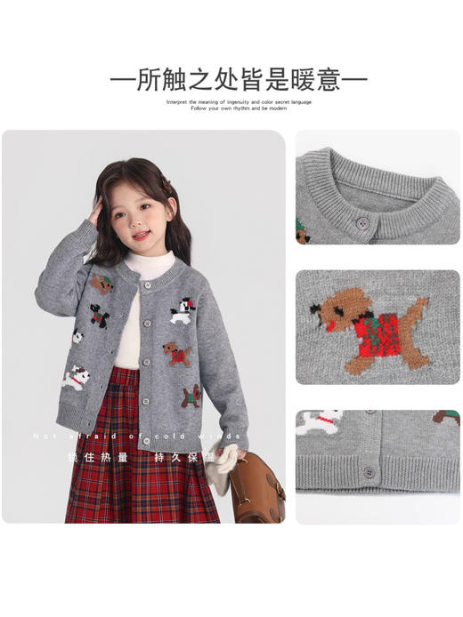 【洋气加厚针织毛衣】2025新款儿童加厚毛衣 拜年服 红色新年秋冬卡通女童针织开衫 外套潮 商品图2
