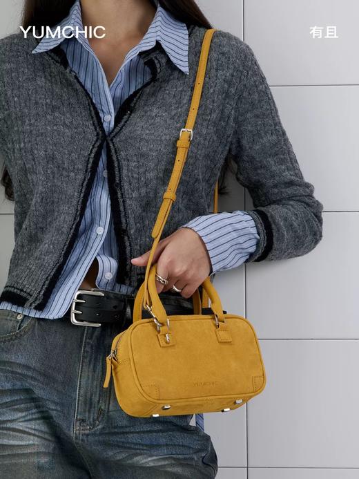 YUMCHIC/有且2025新款彩色小方包磨砂牛皮小众设计波士顿手提斜挎（三天内发货） 商品图4