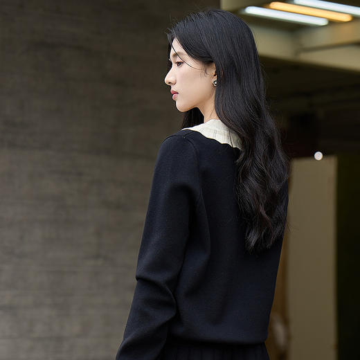 奢姿大码女装2025冬季胖妹妹时尚爱心撞色针织衫气质甜美显瘦上衣9854694220 商品图2