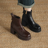 阿么手工女鞋厚底防水台冬季加绒保暖短靴女新款复古时装靴子8CM 商品缩略图1