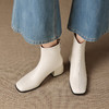 【预售5天】黑色米白色巨好看短靴秋冬加绒粗跟时装马丁靴裸靴261-2 商品缩略图2