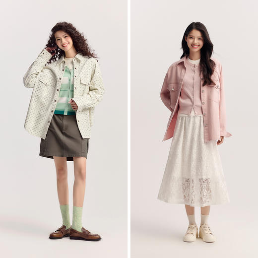 森马长袖衬衫女春季中长款落肩oversize磨毛复古简约盐系慵懒衬衣 商品图4