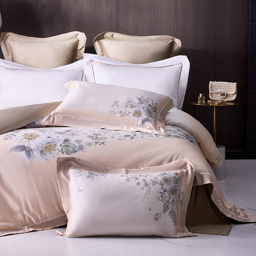 多喜爱 60S全棉缎纹四件套-梦中花园/夜薇花坞【60S长绒棉】【芬纳诺抗菌】精美礼盒 宽边&花边工艺 商品图5