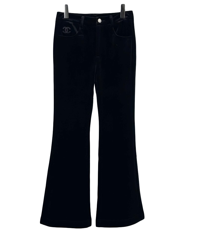 女款丝绒磨绒微喇长裤he025