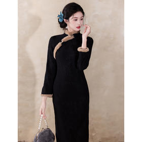 新款改良新中式高端旗袍裙，年轻款加绒加厚冬装日常LSB4329