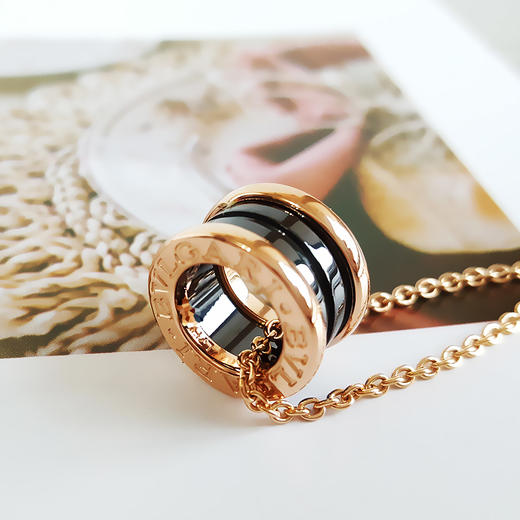 【95新】BVLGARI宝格丽B.zero1系列346083  18K玫瑰金黑陶瓷弹簧项链链长约46cm中性款 031225NJS19 商品图6