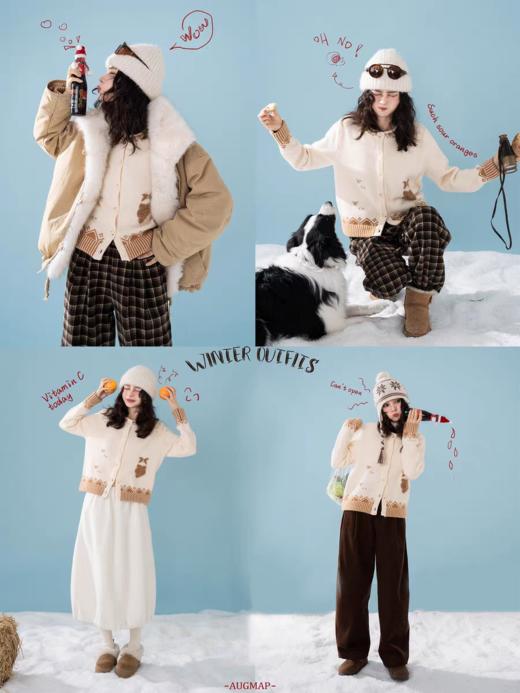 浮生八记/25D210/美丽奴羊毛复古边牧小羊手工毛衣外套 商品图4