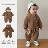 婴儿秋冬爬服男宝宝加厚羊羔毛衣服婴童薄棉外出服连帽开裆连体衣 商品缩略图0