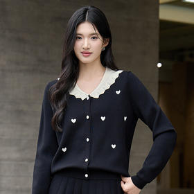 奢姿大码女装2025冬季胖妹妹时尚爱心撞色针织衫气质甜美显瘦上衣9854694220