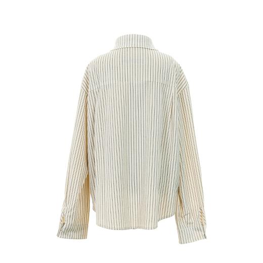 Famecoco范可儿商务通勤翻领条纹衬衫宽松简约落肩衬衣FAD8BH109 商品图4