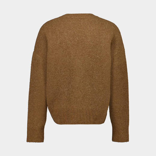 AMI 男女同款心形徽标刺绣嵌花混纺羊毛针织开衫 棕色 UKC365 KN0135 217 商品图1