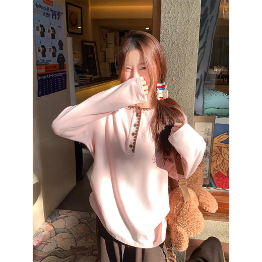 <曾小咸推荐> 韩系粉色宽松长袖t恤【预售款，预计3-15天发货】 商品图2