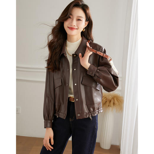 【年终特卖】PU皮衣外套女短款秋冬装新款复古小个子休闲机车皮夹克 商品图3