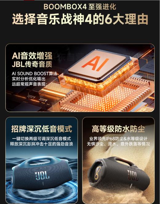 JBL BOOMBOX4 音乐战神四代 便携蓝牙音箱 户外音箱 防尘防水 Hifi音质 派对音响 商品图1