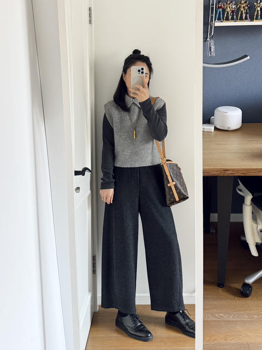 25秋冬--时髦廓形腿型救星！醋酸羊毛九分毛呢裤。自留闭眼入！ 商品图4