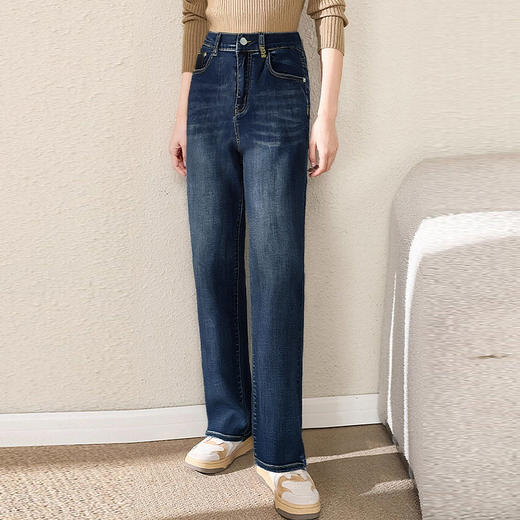 窄版直筒牛仔裤女大码胖mm2026春装新款中年妈妈高腰显瘦裤子外穿 商品图1