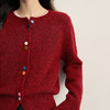 【周四狂欢价】熙世界含羊毛红色厚毛衣女新年穿搭2025秋冬复古长袖圆领针织开衫 商品缩略图4