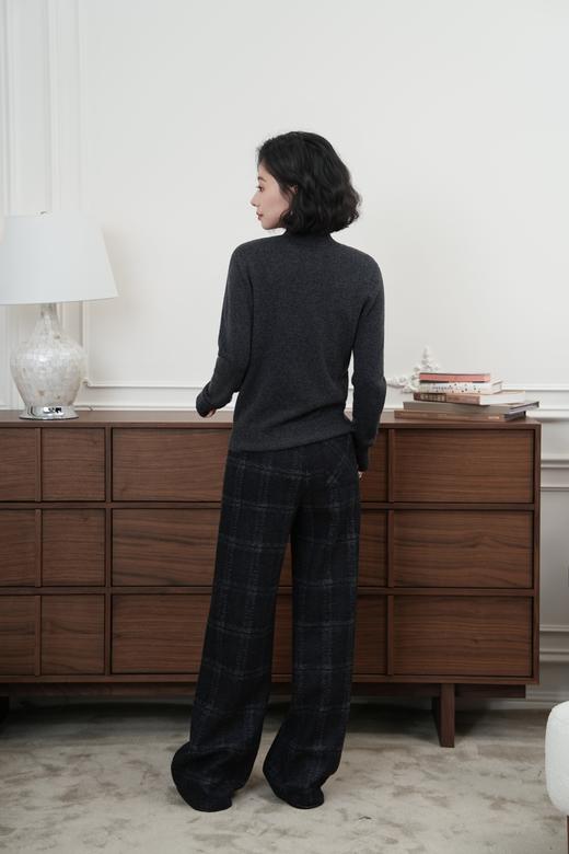 西子/【行云】羊毛色织对格格纹复古显瘦高腰阔腿裤/KZHJ0372 商品图5