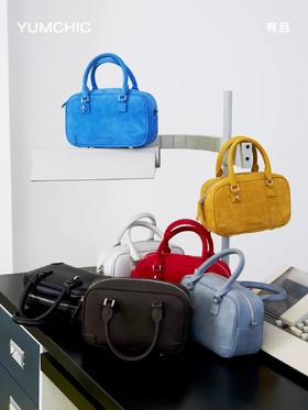 YUMCHIC/有且2025新款彩色小方包磨砂牛皮小众设计波士顿手提斜挎（三天内发货）