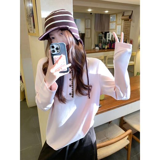 <曾小咸推荐> 韩系粉色宽松长袖t恤【预售款，预计3-15天发货】 商品图4