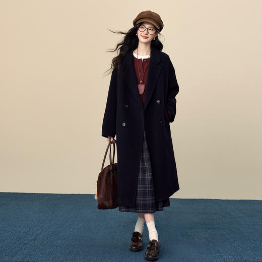 【年货节】熙世界智性学院风MIU系毛衣外套女秋冬季复古酒红色针织开衫上衣 商品图4