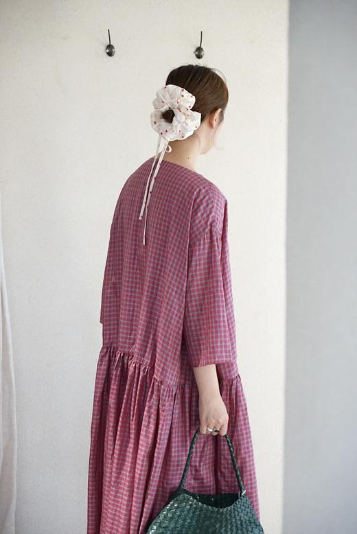 apuntob 格纹真丝连衣裙(覆盆子红格/青柠黄格) 商品图6