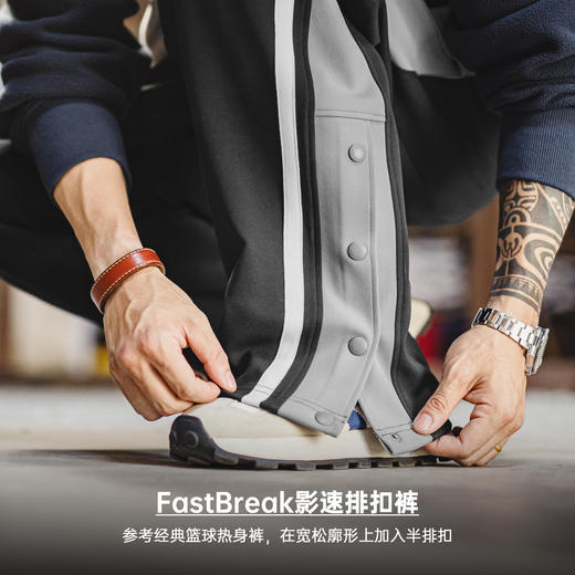 马登工装美式篮球排扣裤直筒运动卫裤休闲黑色条纹长裤子男款秋冬 商品图1