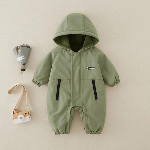 2025冬装婴幼儿连体衣男宝宝夹棉防风冲锋衣运动加厚保暖哈衣 商品图1