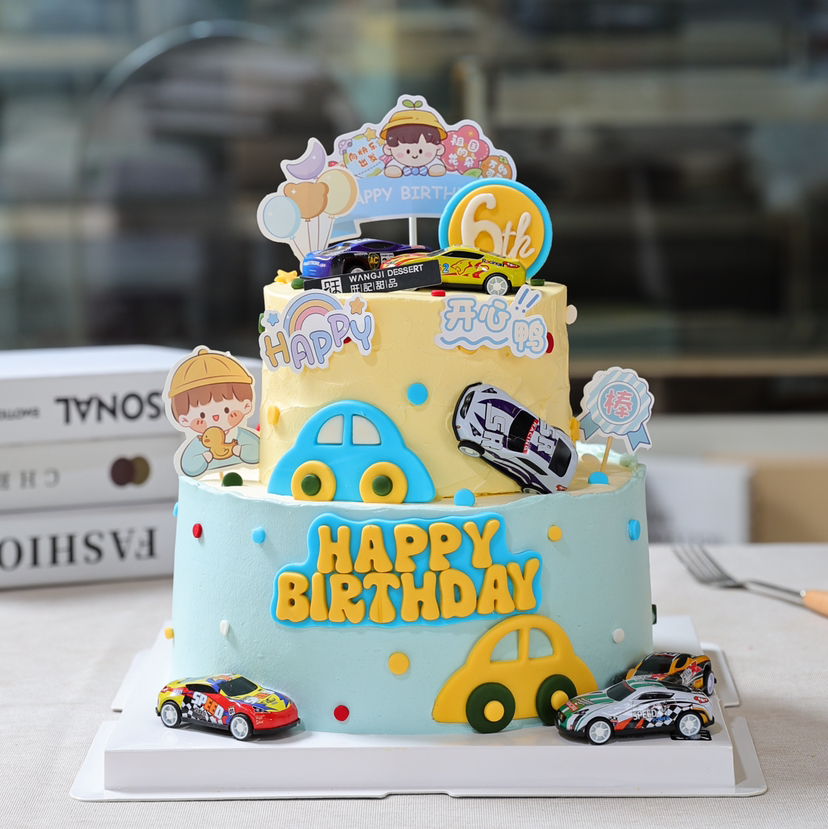 【汽车蛋糕】-新鲜芒果与百利脆脆片夹心，有进口动物淡奶油和混合乳脂奶油可选