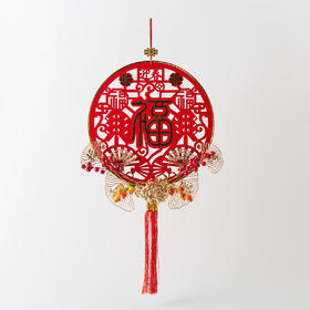 新年春节装饰挂件教室布置红果圆福中国结醒狮挂饰