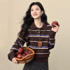 【12/17新品】熙世界老钱风条纹POLO领毛衣女2025年秋冬新款宽松套头长袖针织衫 商品缩略图1