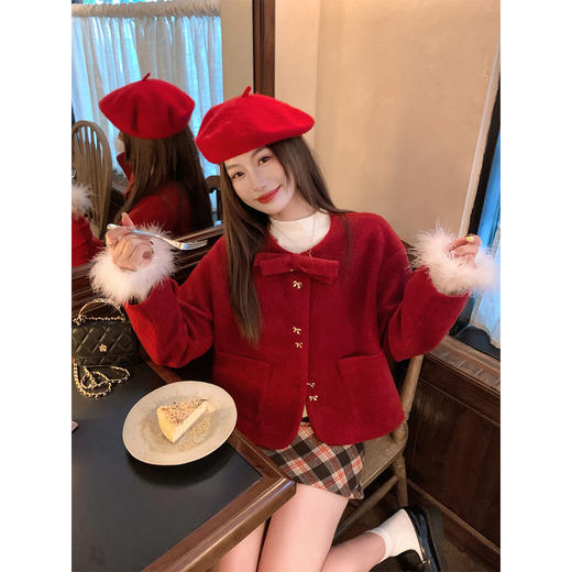 <曾小咸推荐>现货秒杀 ！微信超特价！韩系拼接毛毛袖打底衫 日常129.99 立减60 秒杀69.99！！深浅咖格半裙  秒杀59.99！！！ 商品图4