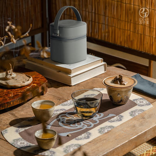 万仟堂敦煌联名旅行茶具套装2025新款便携式茶具旅行套装越过山丘 瓷器商品不支持七天无理由 商品图1
