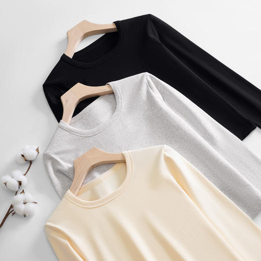 【69元/2件】2025年秋冬季保暖纯棉T恤 休闲轻薄绒加厚修身内T恤上衣 商品图2