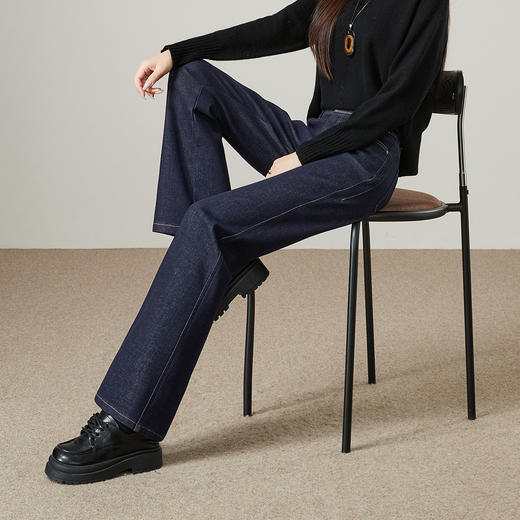 【厚绒-微喇牛仔】逸阳冬加绒加厚不易褪色微喇叭牛仔裤8757V 商品图3