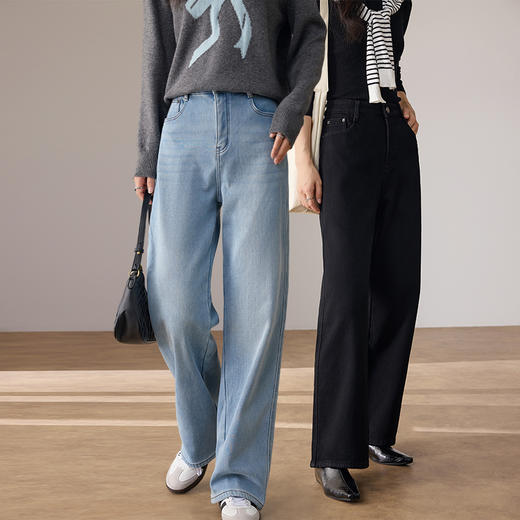 VICTORIA&VERA 加绒牛仔裤/加绒直筒长裤 商品图4