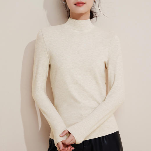 「自j」全新升级【铂金会员146/天猫189/差价43】(10113)洛诗琳巨厚中领发热绒打底衫2025冬季羊毛蚕丝修身加绒上衣 商品图1