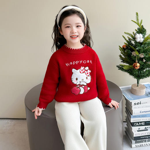 马年水貂绒毛衣男童女童拜年服毛衣儿童亲子款加绒加厚保暖 商品图2