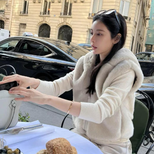 ORIGNAL&CO 欧貂绒 连帽马甲 D家同款面料，行走的人间富贵花，不挑身材不挑体型，上身显贵，⁮高级老钱风 商品图7